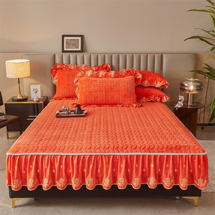 恒爱家纺 2024新款初黛宝宝绒系列单床笠 爱玛橙