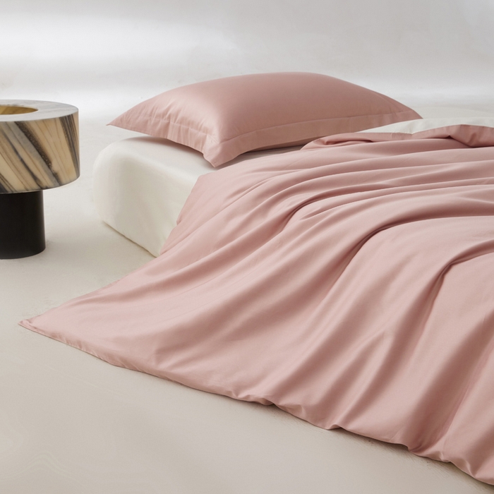 91家纺网 家纺一手货源 找家纺 轩和家居 2024新款A类50S贡缎长绒棉单被套系列 复古粉+浅香槟