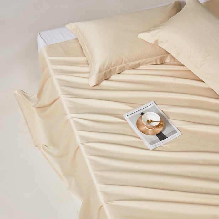 91家纺网 家纺一手货源 找家纺 轩和家居 2024新款A类50S贡缎长绒棉单床单系列 浅香槟