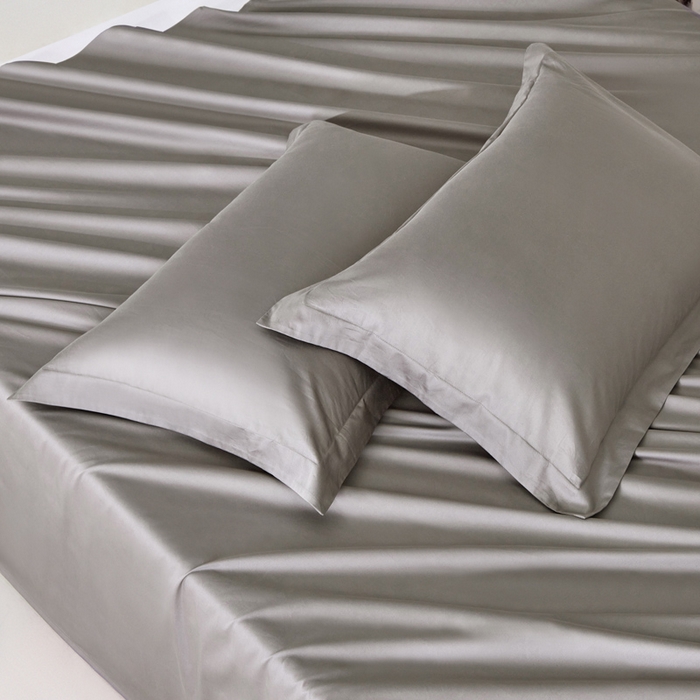 91家纺网 家纺一手货源 找家纺 轩和家居 2024新款A类50S贡缎长绒棉单床单系列 梦境灰