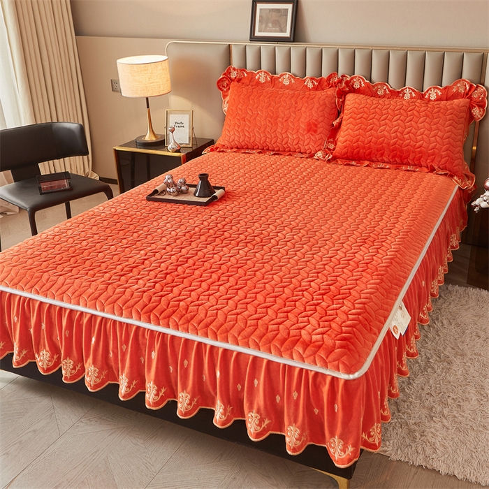 91家纺网 家纺一手货源 找家纺 恒爱家纺 2024新款初黛宝宝绒系列四件套 爱玛橙