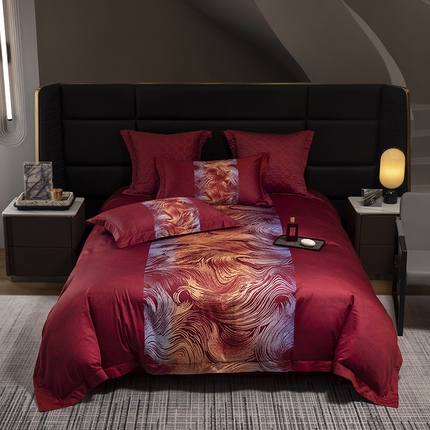 91家纺网 家纺一手货源 找家纺 （总）若未家居 LOVEWE HOUSE2025新款50S长绒棉提花工艺婚庆套件四件套---罗曼蒂克