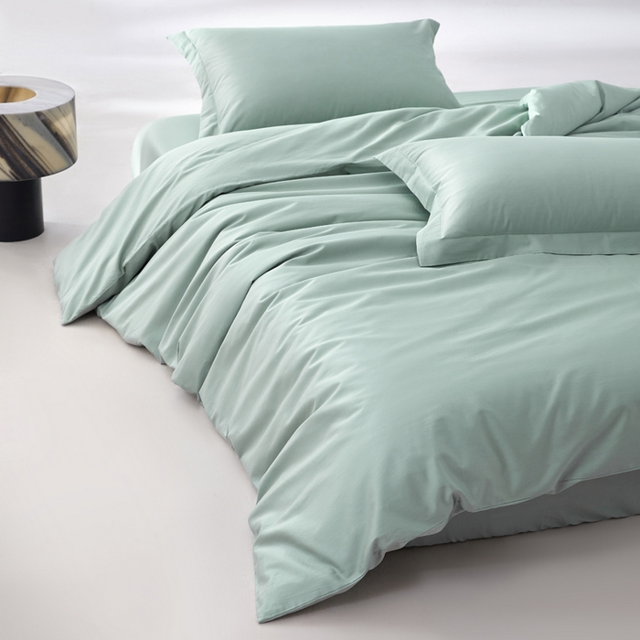 91家纺网 家纺一手货源 找家纺 轩和家居 2024新款A类50S贡缎长绒棉单被套系列 薄荷绿