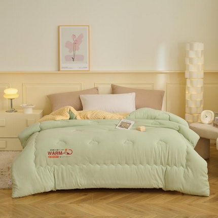 91家纺网 家纺一手货源 找家纺 鑫琪莱家纺  2024新款针织绒豆豆绒被芯 豆豆绒-果绿