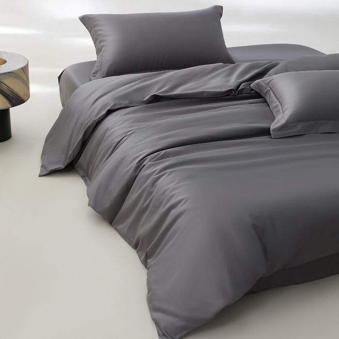 91家纺网 家纺一手货源 找家纺 轩和家居 2024新款A类50S贡缎长绒棉单被套系列 梦境灰