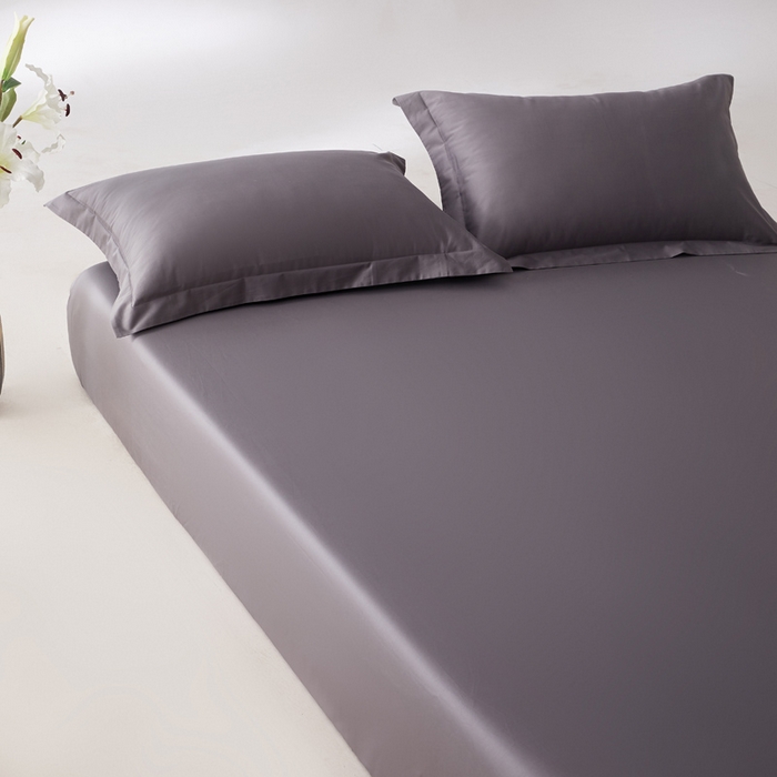 91家纺网 家纺一手货源 找家纺 轩和家居 2024新款A类50S贡缎长绒棉单床笠系列 梦境灰