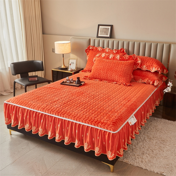 91家纺网 家纺一手货源 找家纺 恒爱家纺 2024新款初黛宝宝绒系列四件套 爱玛橙