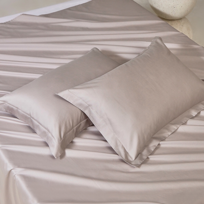 91家纺网 家纺一手货源 找家纺 轩和家居 2024新款A类50S贡缎长绒棉单枕套系列 迷雾灰