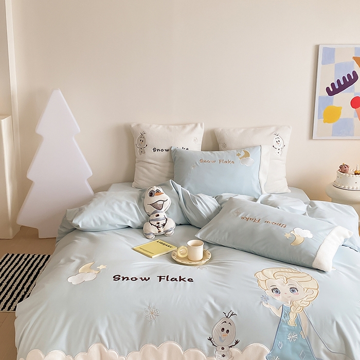 91家纺网 家纺一手货源 找家纺 （总）星野 2024秋冬新款陶瓷磨毛刺绣贴布绣四件套-雪季