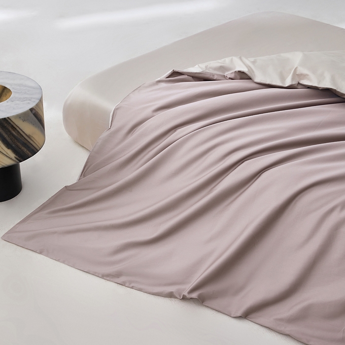 91家纺网 家纺一手货源 找家纺 轩和家居 2024新款A类50S贡缎长绒棉四件套系列 丹麦紫+迷雾灰