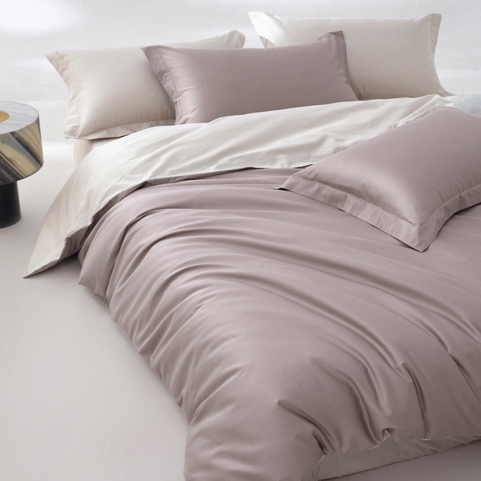 91家纺网 家纺一手货源 找家纺 轩和家居 2024新款A类50S贡缎长绒棉单被套系列 丹麦紫+迷雾灰