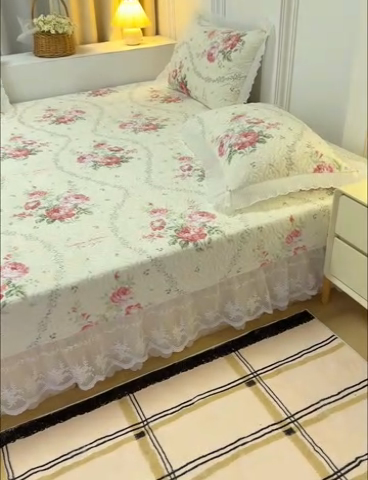 91家纺网 家纺一手货源 找家纺 冬然 2024新款牛奶绒床盖榻榻米床盖炕盖花语温情