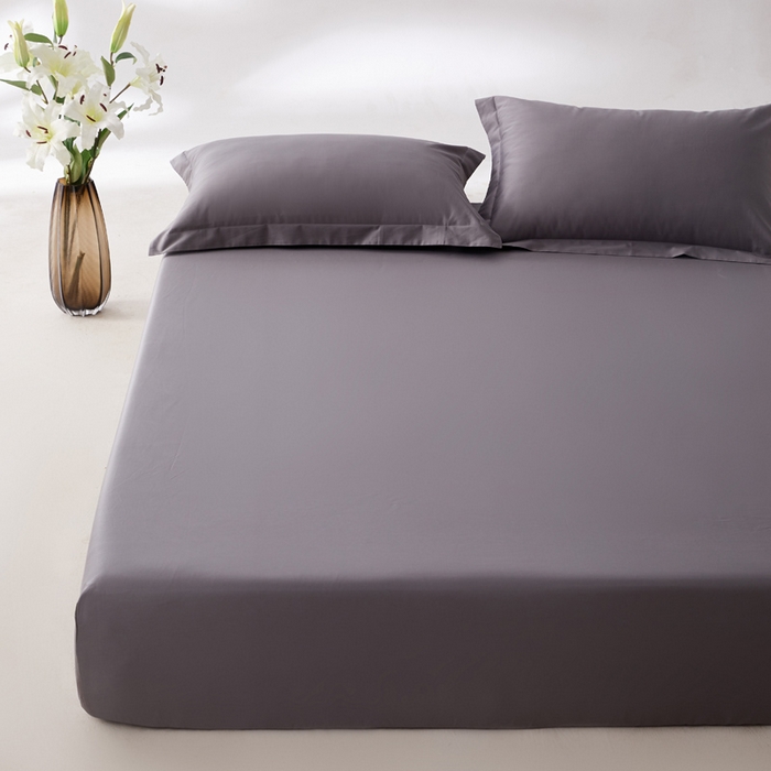 91家纺网 家纺一手货源 找家纺 轩和家居 2024新款A类50S贡缎长绒棉单床笠系列 梦境灰