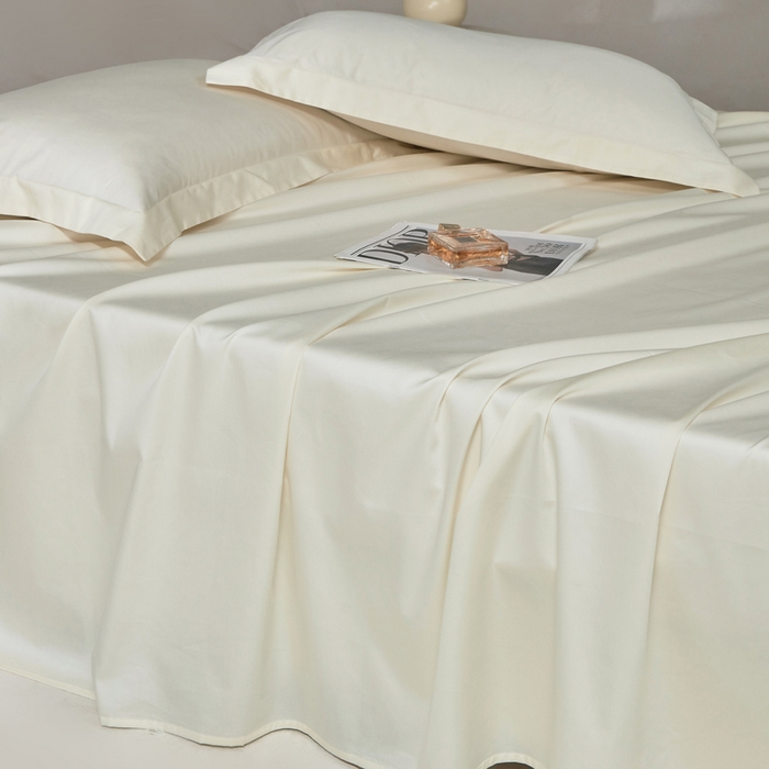 91家纺网 家纺一手货源 找家纺 轩和家居 2024新款A类50S贡缎长绒棉单床单系列 奶芋黄