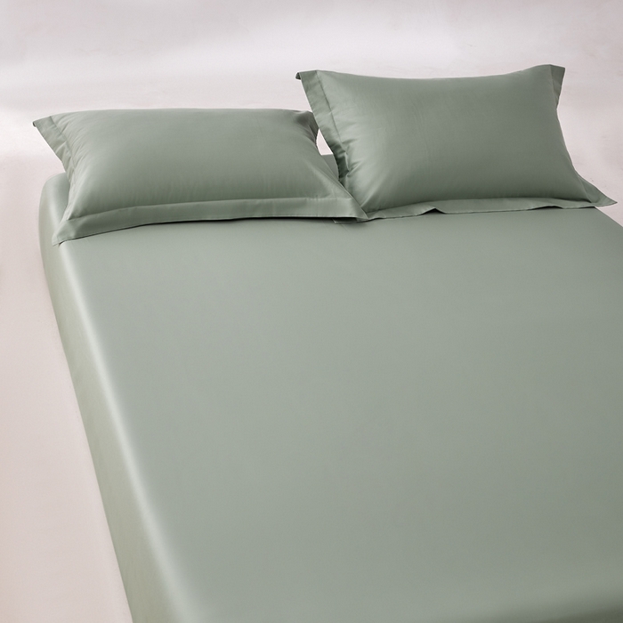 91家纺网 家纺一手货源 找家纺 轩和家居 2024新款A类50S贡缎长绒棉单床笠系列 薄荷绿