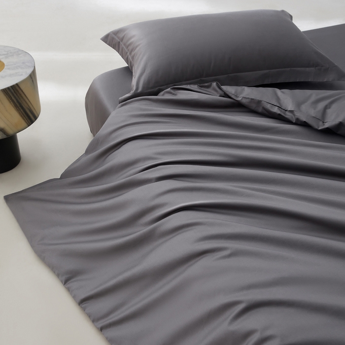 91家纺网 家纺一手货源 找家纺 轩和家居 2024新款A类50S贡缎长绒棉四件套系列 梦境灰