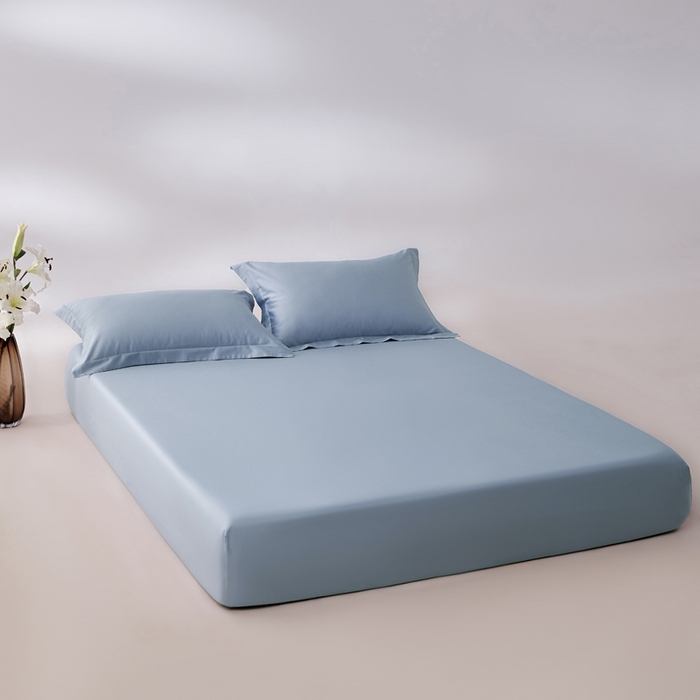 91家纺网 家纺一手货源 找家纺 轩和家居 2024新款A类50S贡缎长绒棉单床笠系列 碧落蓝