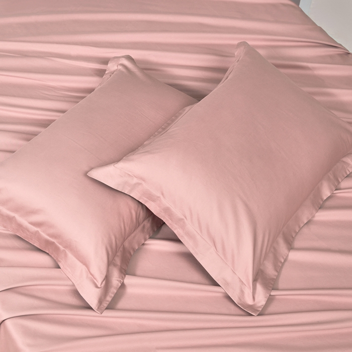 91家纺网 家纺一手货源 找家纺 轩和家居 2024新款A类50S贡缎长绒棉单枕套系列 复古粉