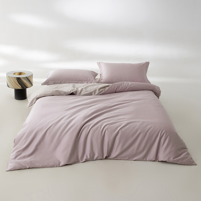 91家纺网 家纺一手货源 找家纺 轩和家居 2024新款A类50S贡缎长绒棉四件套系列 丹麦紫+迷雾灰