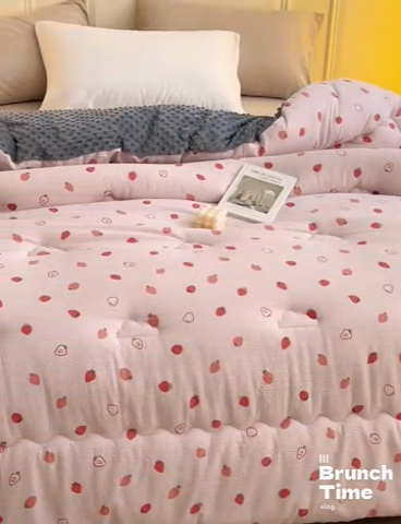 91家纺网 家纺一手货源 找家纺 鑫琪莱家纺  2024新款针织绒豆豆绒被芯 豆豆绒-没烦恼