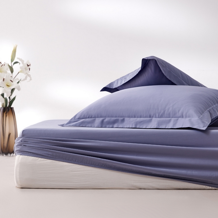 91家纺网 家纺一手货源 找家纺 轩和家居 2024新款A类50S贡缎长绒棉单床笠系列 海茵蓝