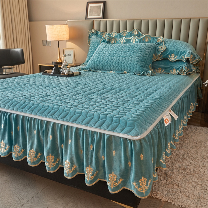 91家纺网 家纺一手货源 找家纺 恒爱家纺 2024新款初黛宝宝绒系列四件套 浅灰蓝