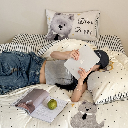 2024新款全棉数码毛巾绣ins系列四件套 狗狗先生