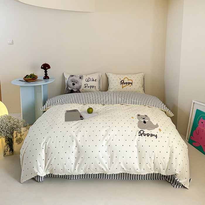 91家纺网 家纺一手货源 找家纺 （总）2024新款全棉数码毛巾绣ins系列四件套