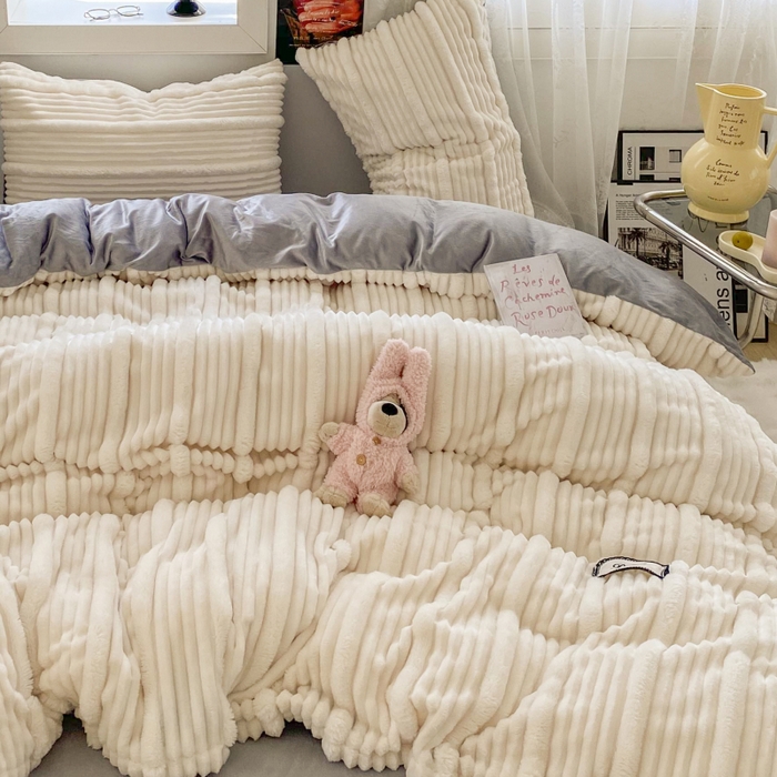 91家纺网 家纺一手货源 找家纺 （总）2025新款秋冬澳密绒保暖四件套-雪瑞系列（含买家秀 ）