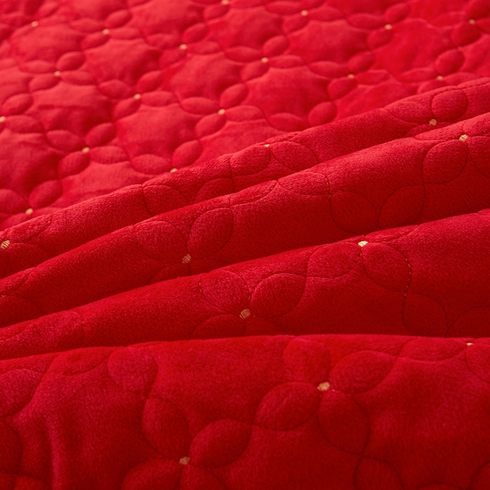 91家纺网 家纺一手货源 找家纺 虹星家纺 2024新款可拆卸宝宝绒夹棉床裙三四件套-盛世芳华 盛世芳华 大红