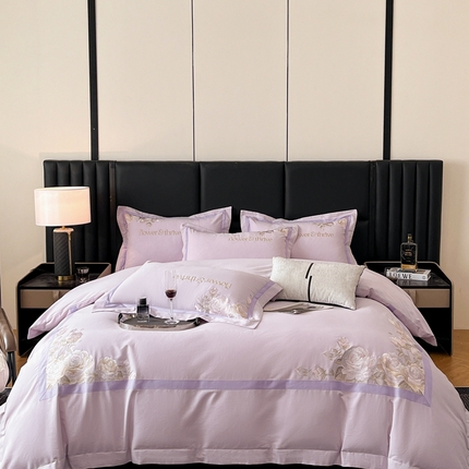 91家纺网 家纺一手货源 找家纺 （总）博纳家纺 2024新款3221纯棉磨毛绣花四件套法式庄园系列