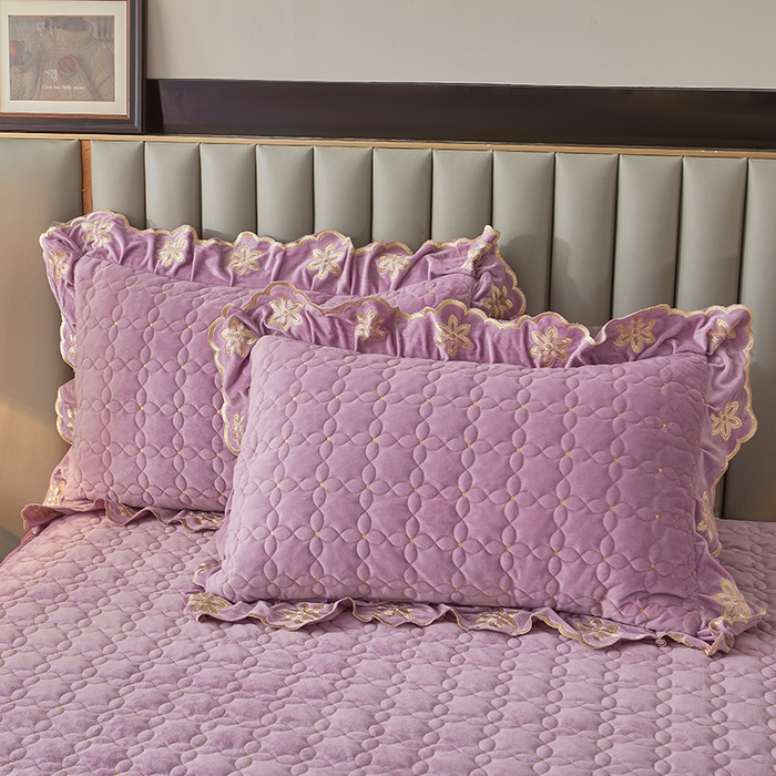 91家纺网 家纺一手货源 找家纺 虹星家纺 2024新款可拆卸宝宝绒夹棉床裙三四件套-盛世芳华 盛世芳华 香芋紫