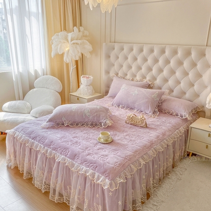 91家纺网 家纺一手货源 找家纺 （总）网红馆（ck家纺） 2025新款雕花绒牛奶绒床裙三件套-蝴蝶梦境