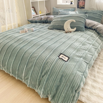 91家纺网 家纺一手货源 找家纺 2025新款秋冬澳密绒保暖四件套-雪瑞系列 雪瑞-蓝色