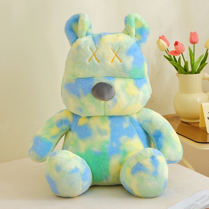 91家纺网 家纺一手货源 找家纺 2024新款秋冬札染绒玩偶公仔儿童玩具礼品直播赠品-札染暴力熊 扎染-绿色