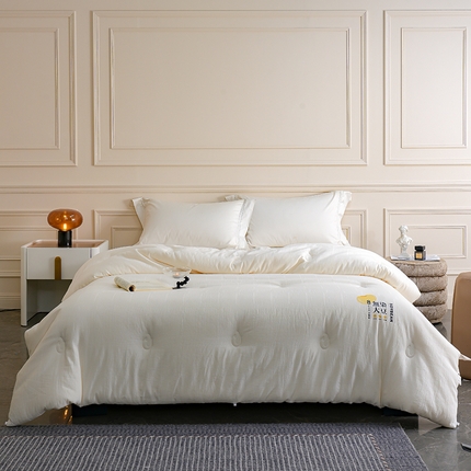 （总）丽卡家纺（原丽卡家纺） 2024新款7A抗菌全棉提花罗意无染大豆被子被芯