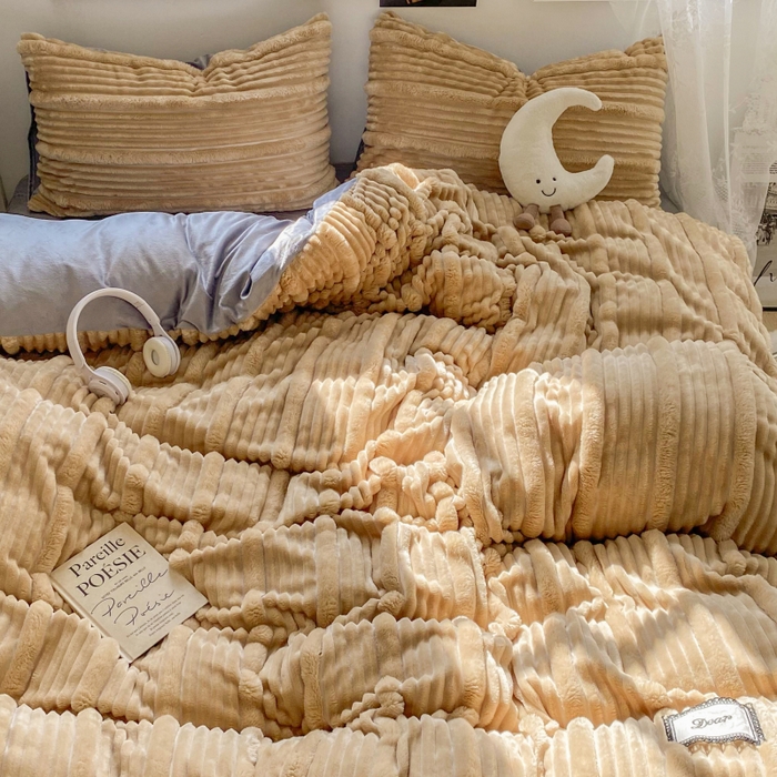 91家纺网 家纺一手货源 找家纺 2025新款秋冬澳密绒保暖四件套-雪瑞系列 雪瑞-驼色