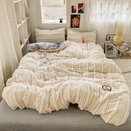 2025新款秋冬澳密绒保暖四件套-雪瑞系列 雪瑞-白色