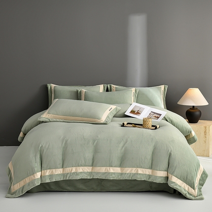 91家纺网 家纺一手货源 找家纺 网客家纺 2024新款minmin牛奶绒刺绣四件套 minmin-奶油绿