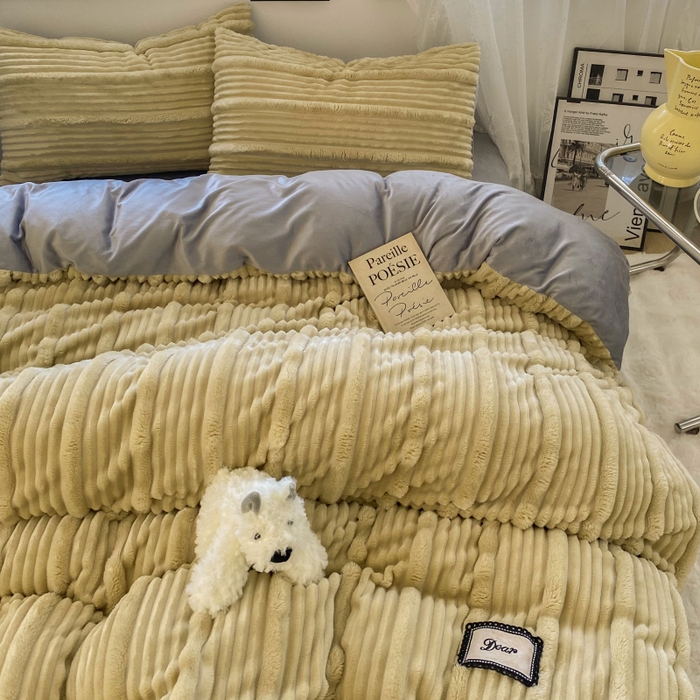 91家纺网 家纺一手货源 找家纺 2025新款秋冬澳密绒保暖四件套-雪瑞系列 雪瑞-浅咖