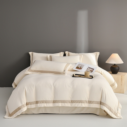 网客家纺 2024新款minmin牛奶绒刺绣四件套 minmin-奶油白