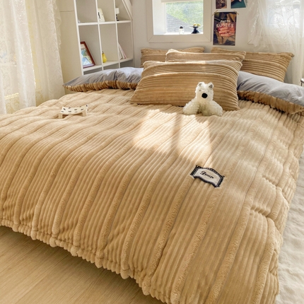 91家纺网 家纺一手货源 找家纺 2025新款秋冬澳密绒保暖四件套-雪瑞系列 雪瑞-驼色