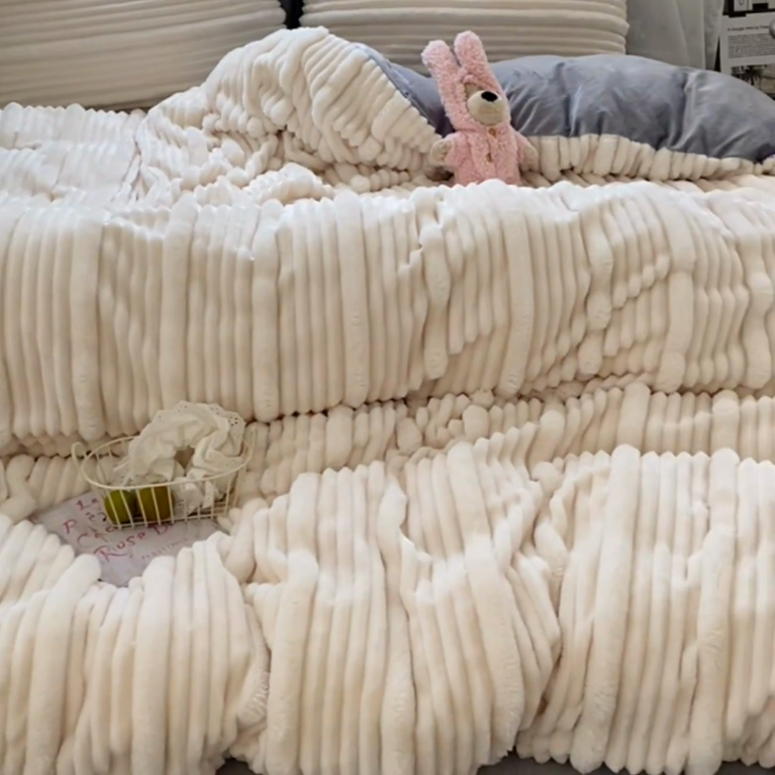 91家纺网 家纺一手货源 找家纺 （总）2025新款秋冬澳密绒保暖四件套-雪瑞系列（含买家秀 ）