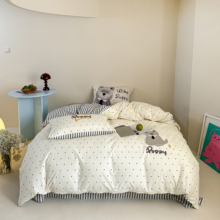 91家纺网 家纺一手货源 找家纺 （总）2024新款全棉数码毛巾绣ins系列四件套