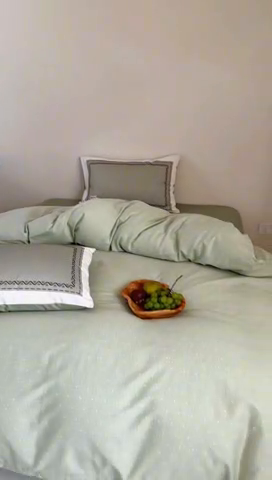 91家纺网 家纺一手货源 找家纺 2024新款全棉13370数码印花四件套-塔可可系列第二组 塔可可绿第二组