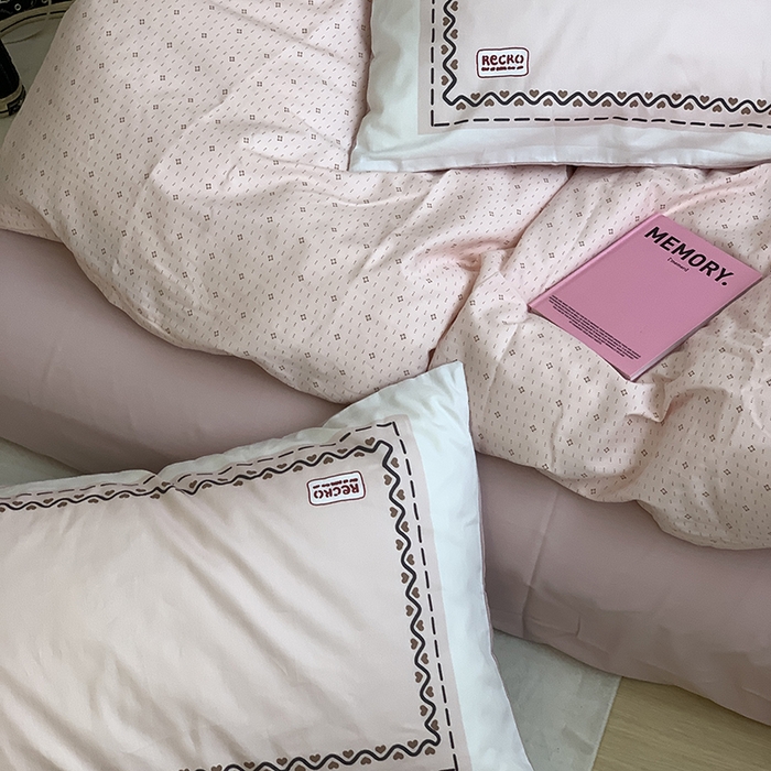 91家纺网 家纺一手货源 找家纺 2024新款全棉13370数码印花四件套-塔可可系列第二组 塔可可粉第二组