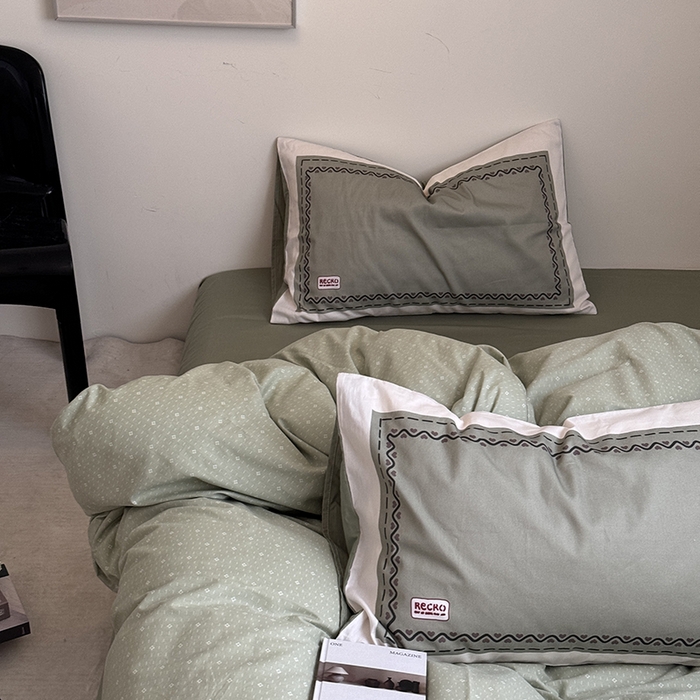 91家纺网 家纺一手货源 找家纺 2024新款全棉13370数码印花四件套-塔可可系列第二组 塔可可绿第二组