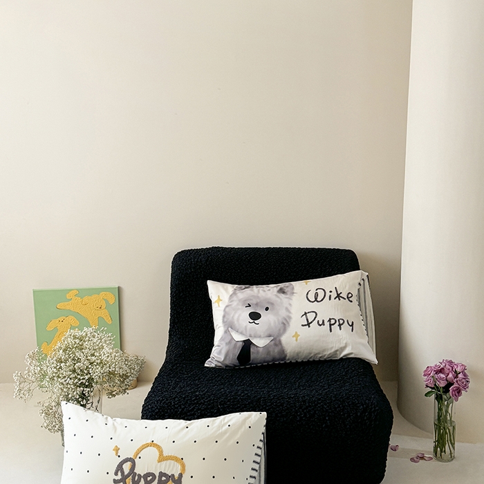 91家纺网 家纺一手货源 找家纺 2024新款全棉数码毛巾绣ins系列四件套 狗狗先生