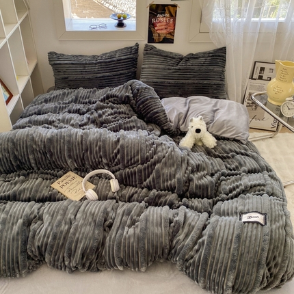 2025新款秋冬澳密绒保暖四件套-雪瑞系列 雪瑞-深灰