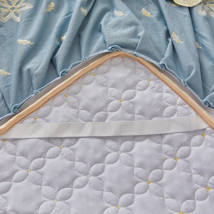 91家纺网 家纺一手货源 找家纺 虹星家纺 2024新款可拆卸宝宝绒夹棉床裙三四件套-盛世芳华 盛世芳华 天蓝